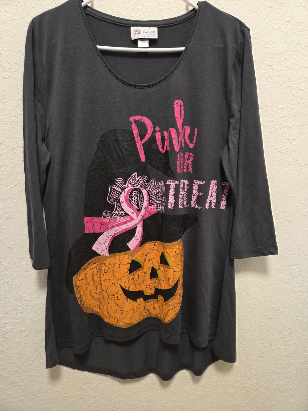 Breast Cancer Awareness Pink or Treat' Halloween Pumpkin Tunic - Picture 2 of 2